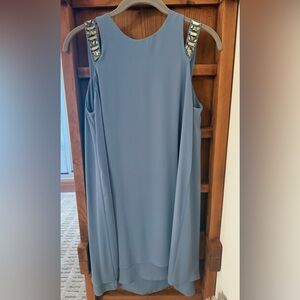 BCBG Maxazria Generation Chiffon Gray Sleeveless Dress with Embellished Straps